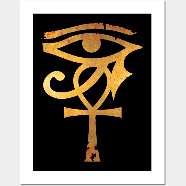 Egyptian Eye Of Horus Ankh Egypt Archaeologist Gold Wall Art by tanambos